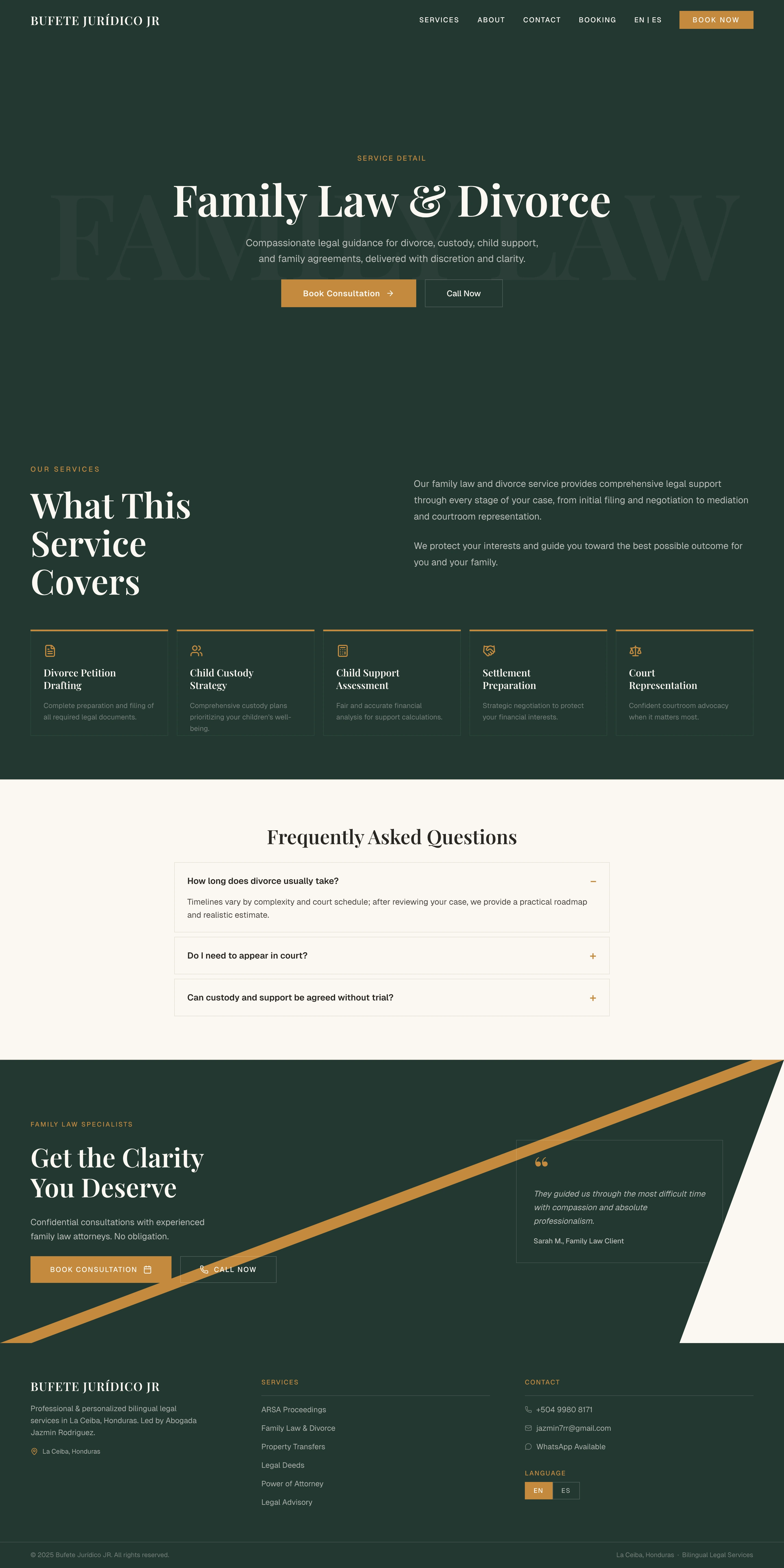 Family law service page design