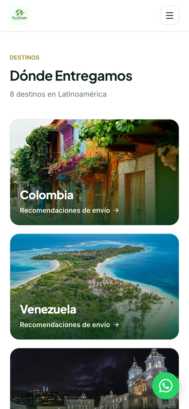 Destinations on a phone
