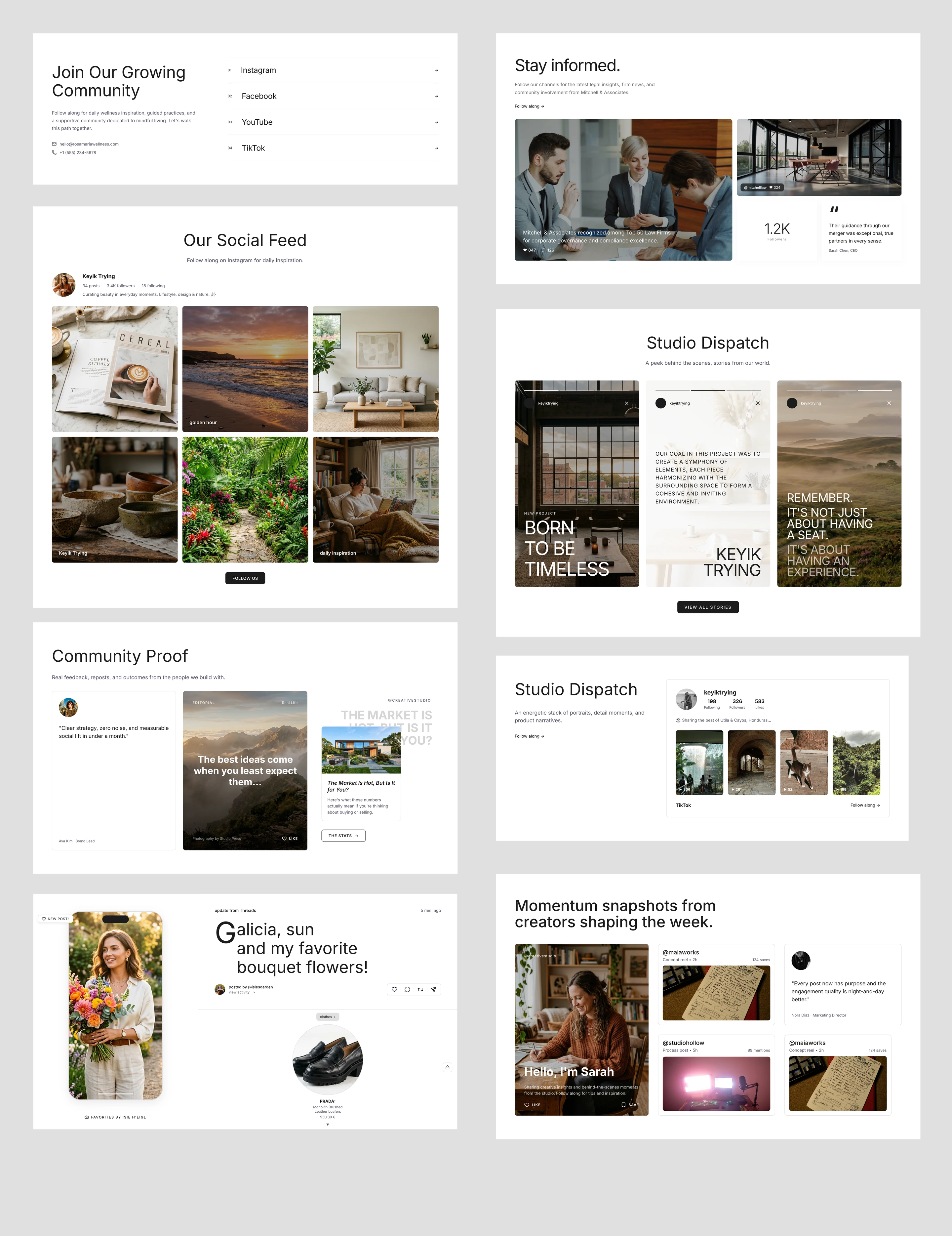 Social and community section variants