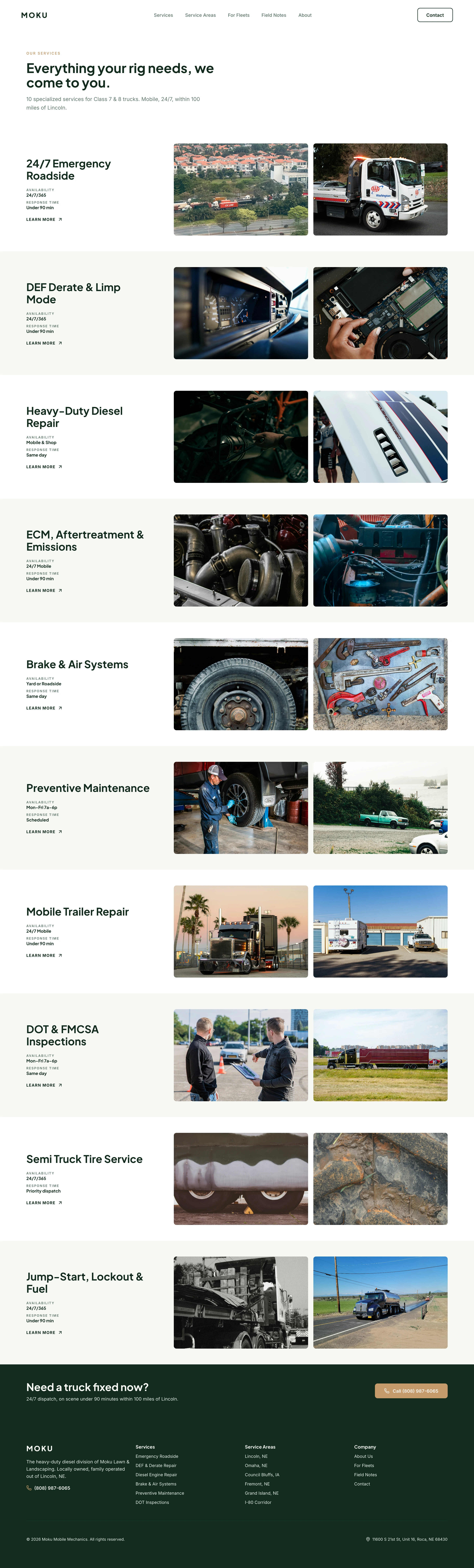 Mobile Mechanics services page