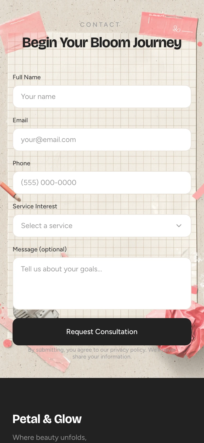 Booking form